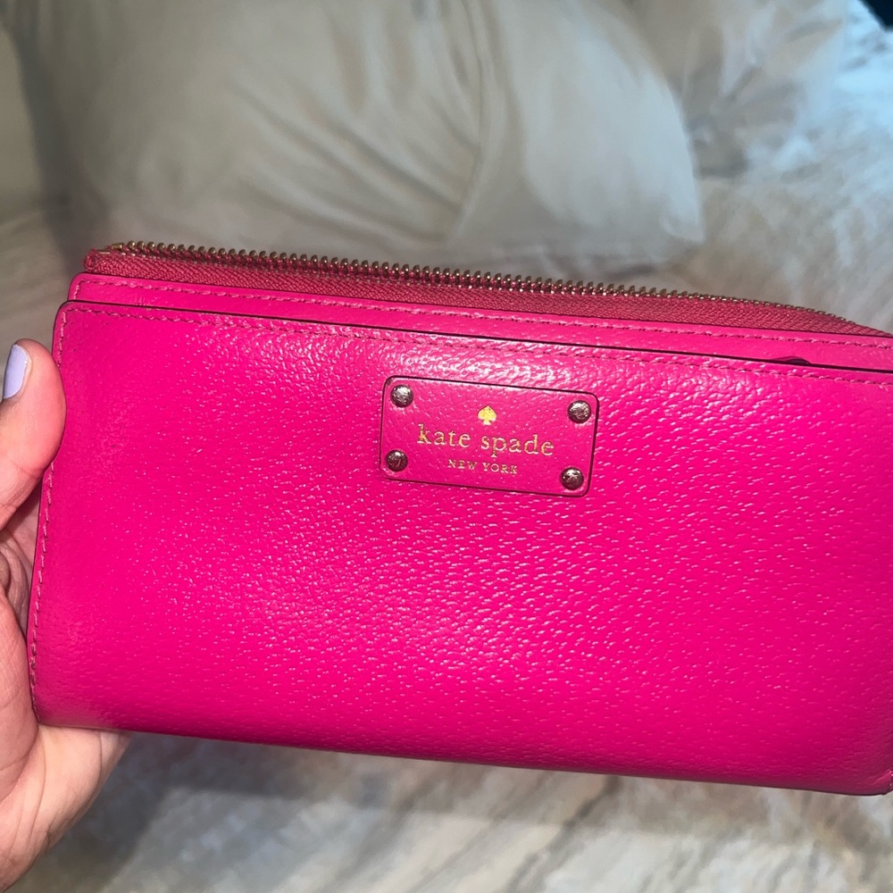 Kate Spade hot Pink Leather Wristlet
